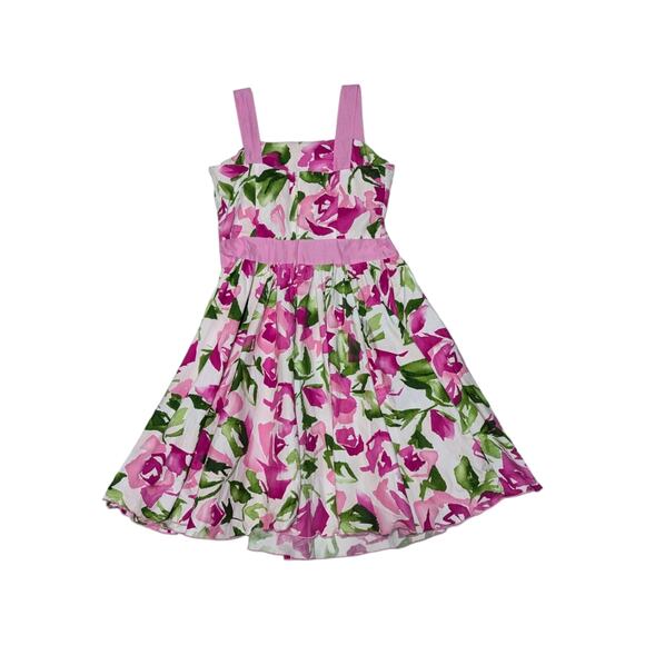 Vintage Y2K Floral Coquette Tea Party Dress Fit Flare Pink Dollcore Dainty Tank - Picture 2 of 4